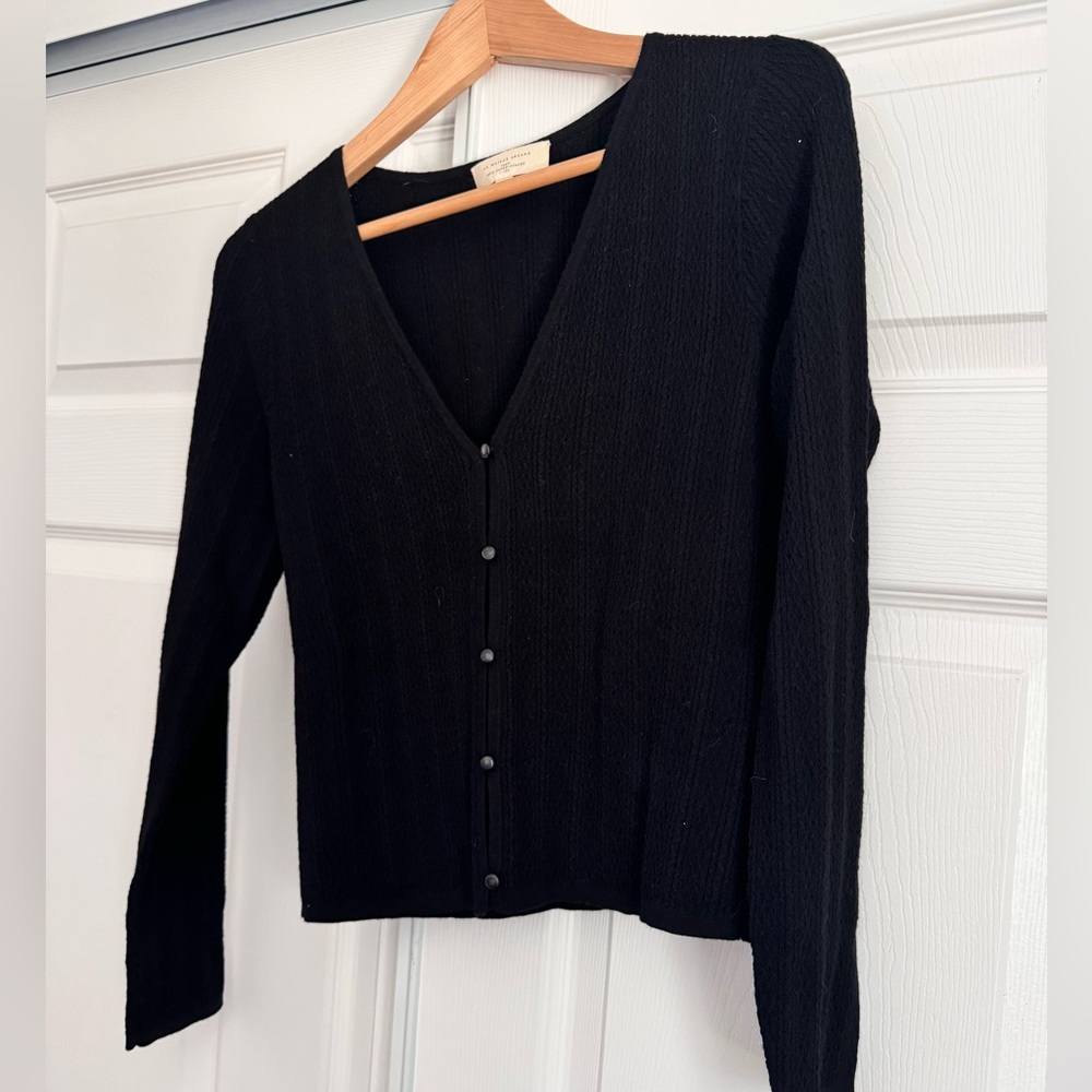 NWOT Sezane Wendy Cardigan in Black Long Sleeves Wool Blend